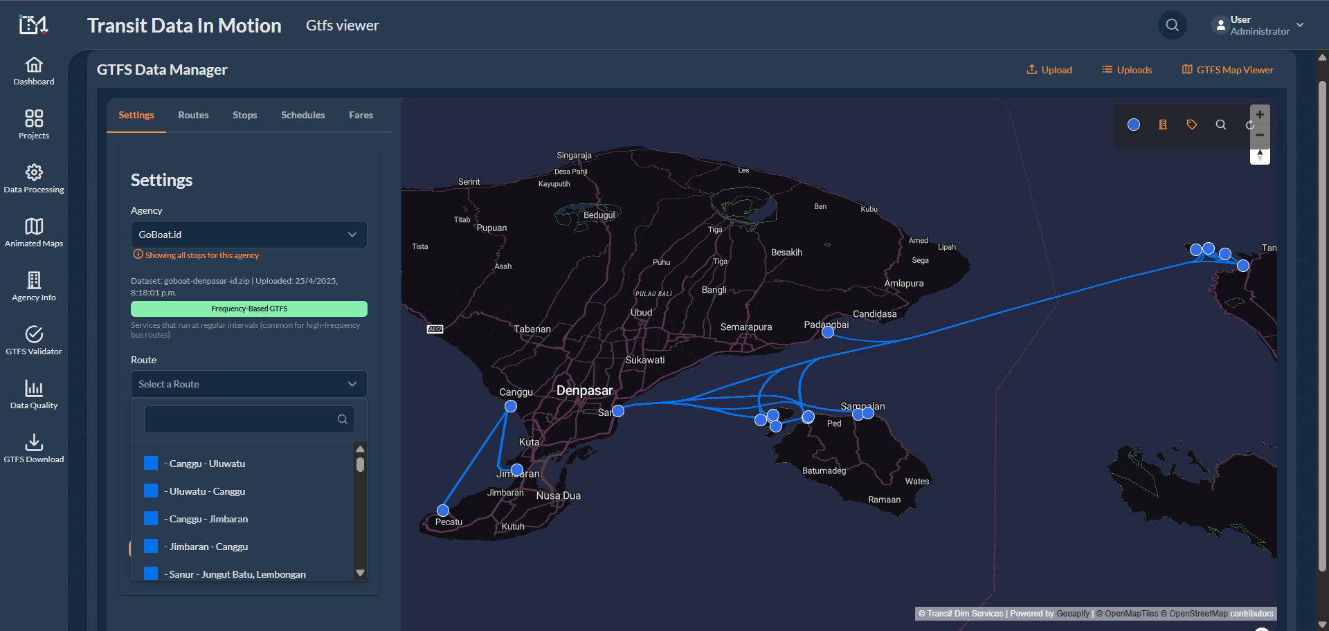 Intégration GTFS pour Google Maps