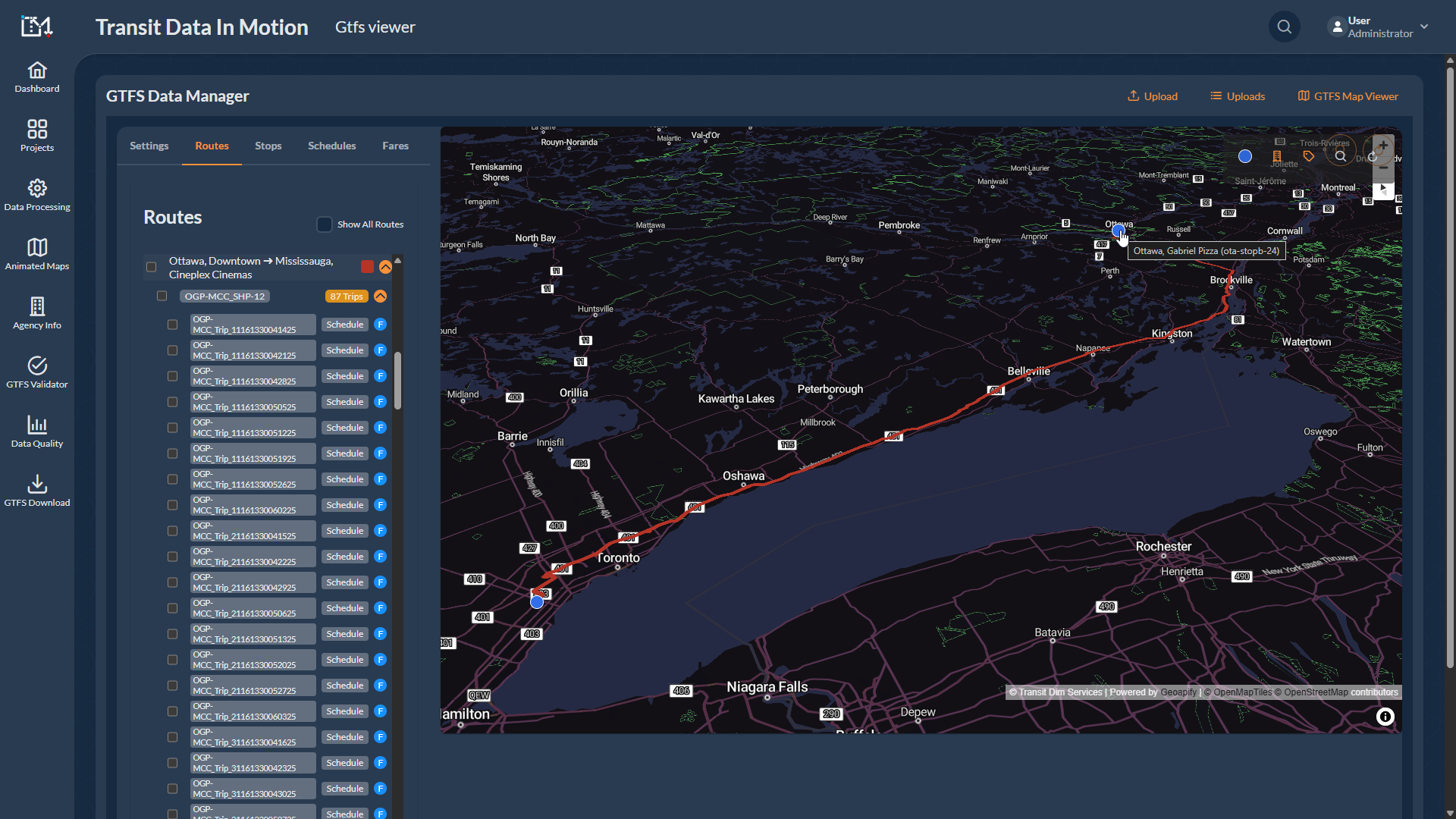 Cartographie des Itinéraires de Bus Interurbains