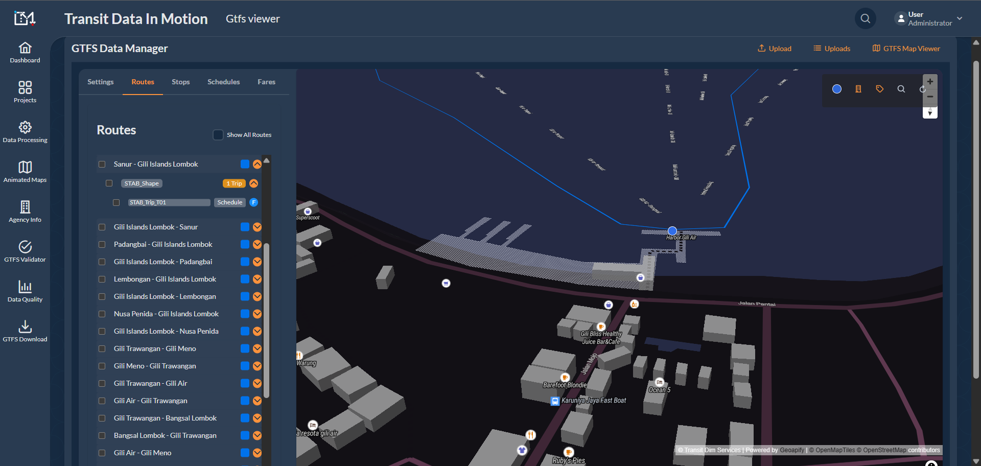 Painel de controle do sistema de aluguel GoBoat