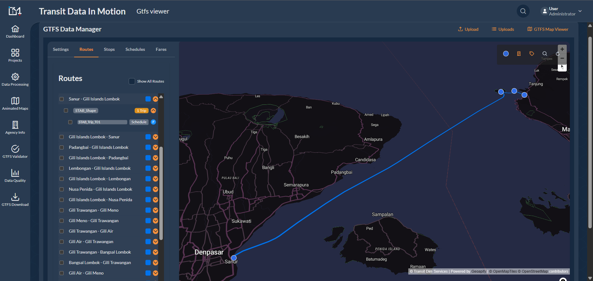 Painel de controle do sistema de aluguel GoBoat