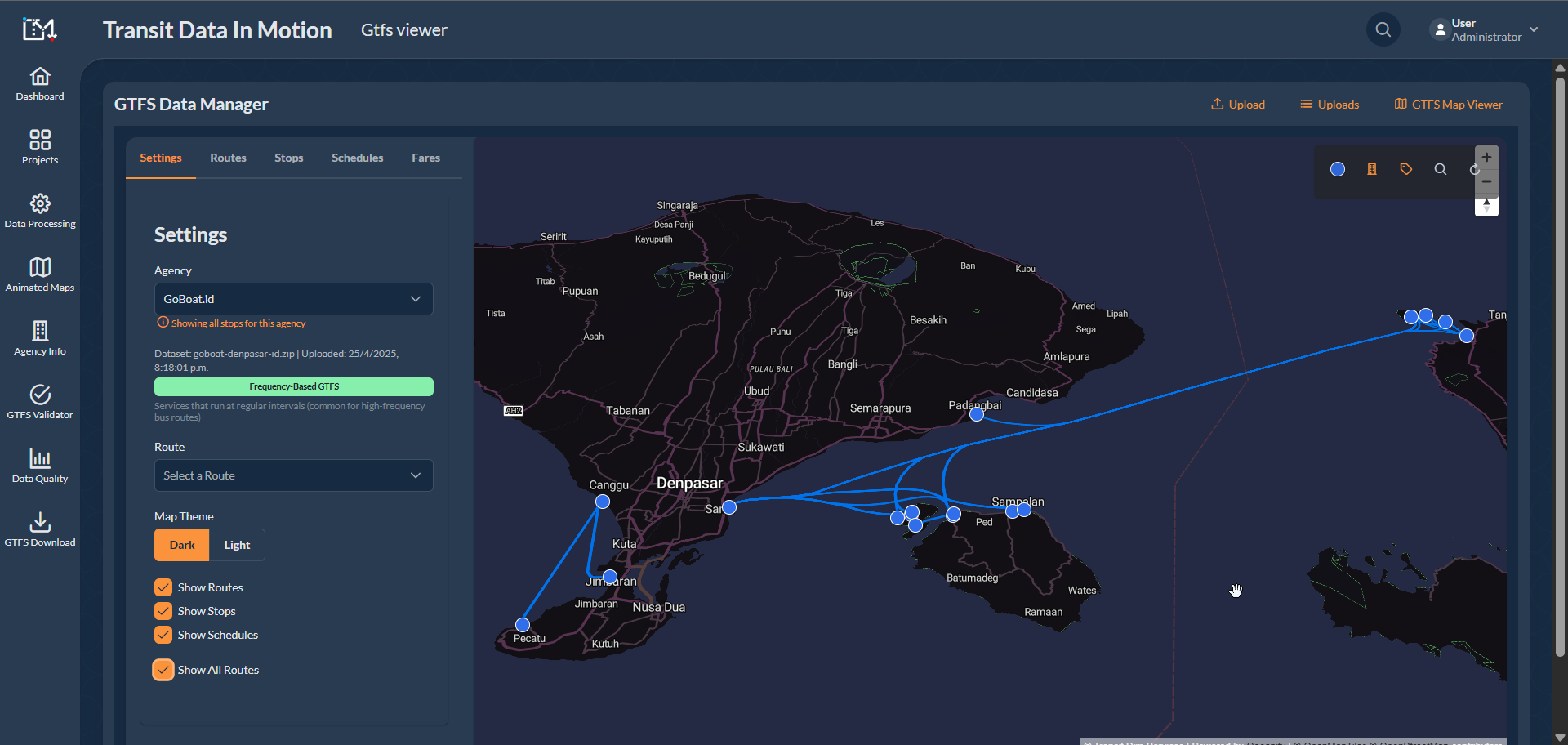 Interface de gerenciamento de frota GoBoat