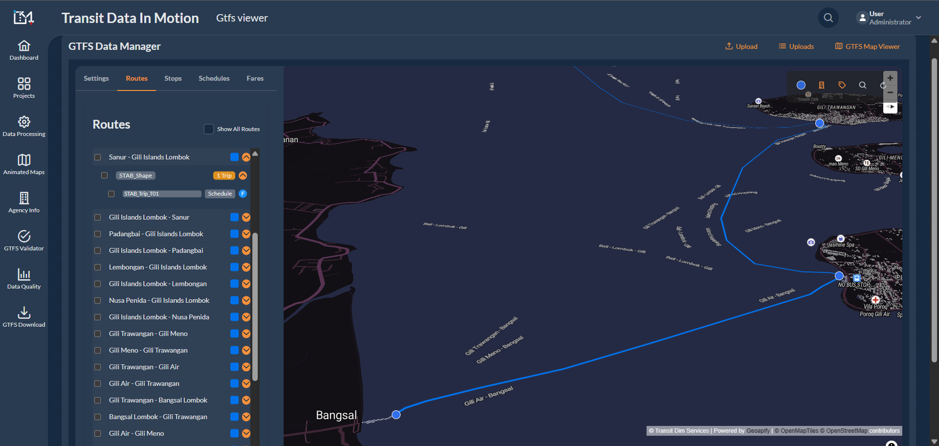 Interface de gerenciamento de frota GoBoat