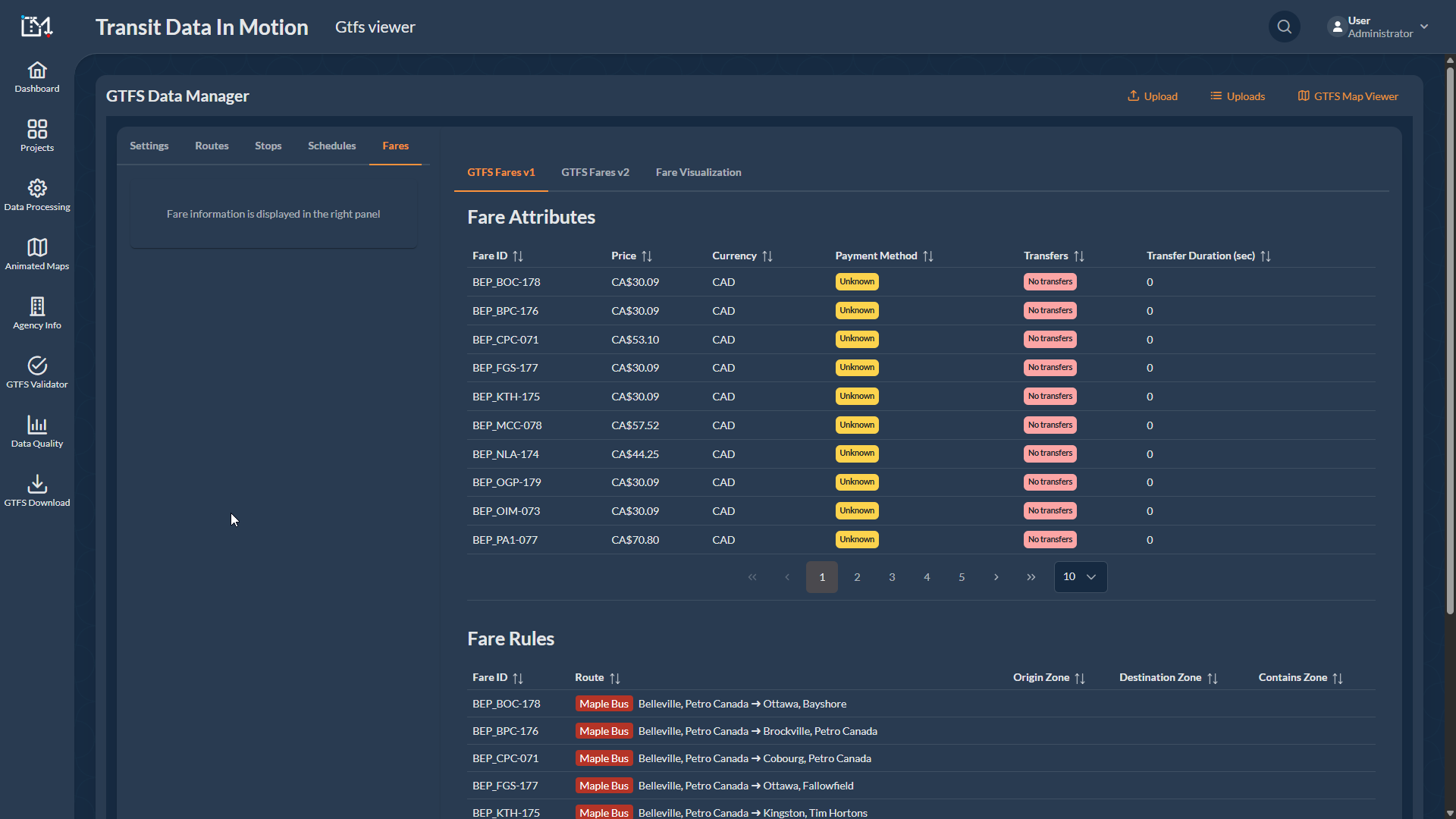 Sistema de bilhetagem Maple Bus