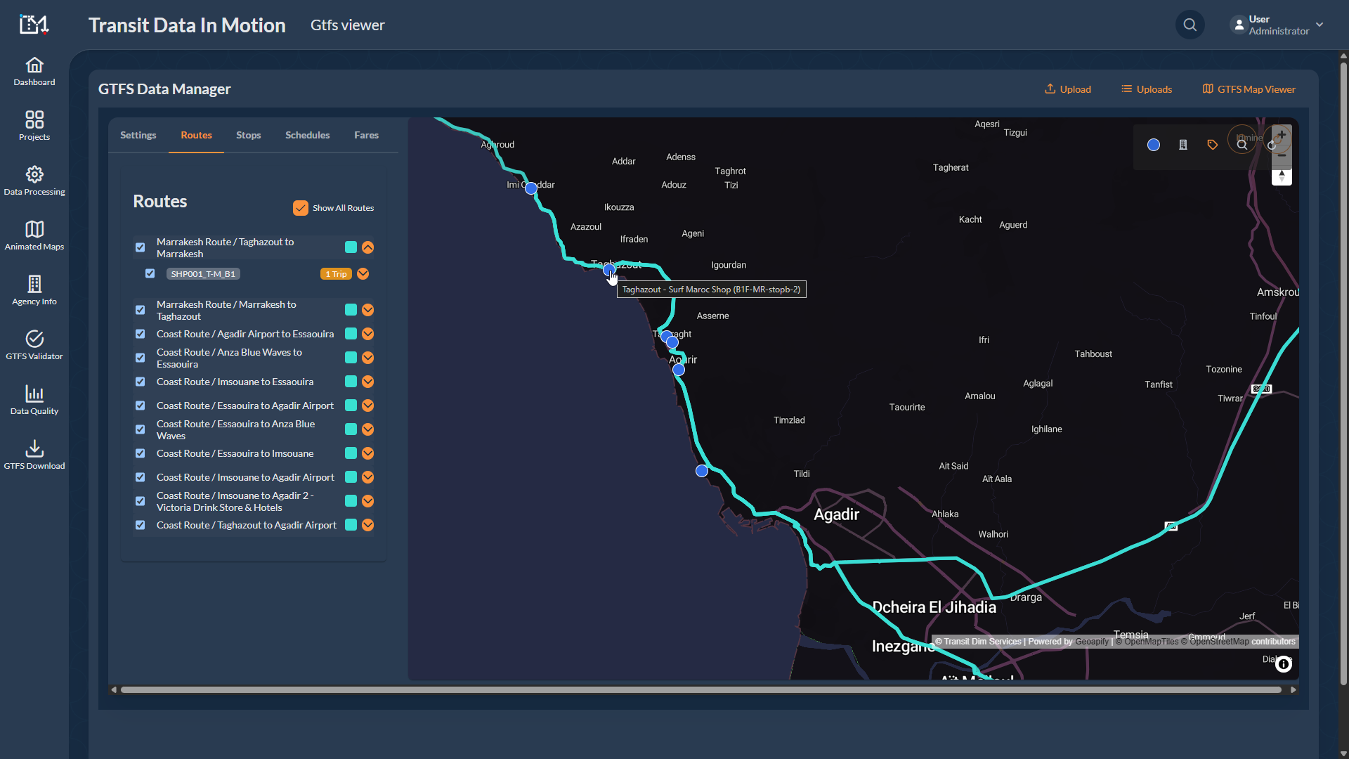 Horário de trânsito Souk to Surf