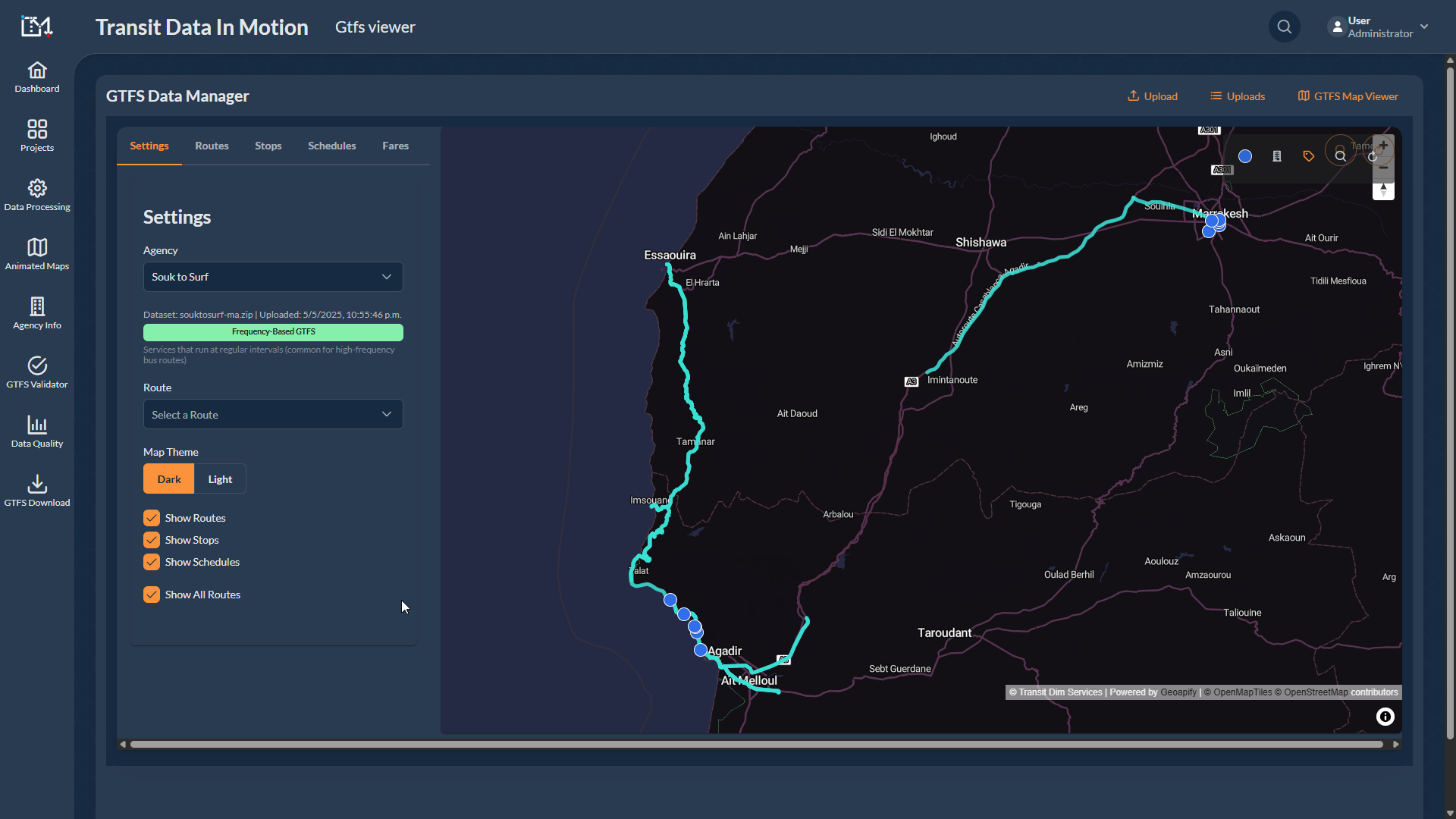 Mapa de conexão Souk to Surf