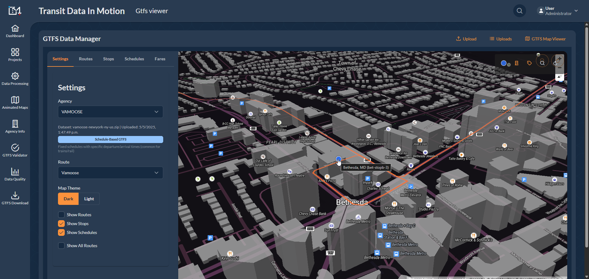 Projeto de mapeamento de trânsito GTFS